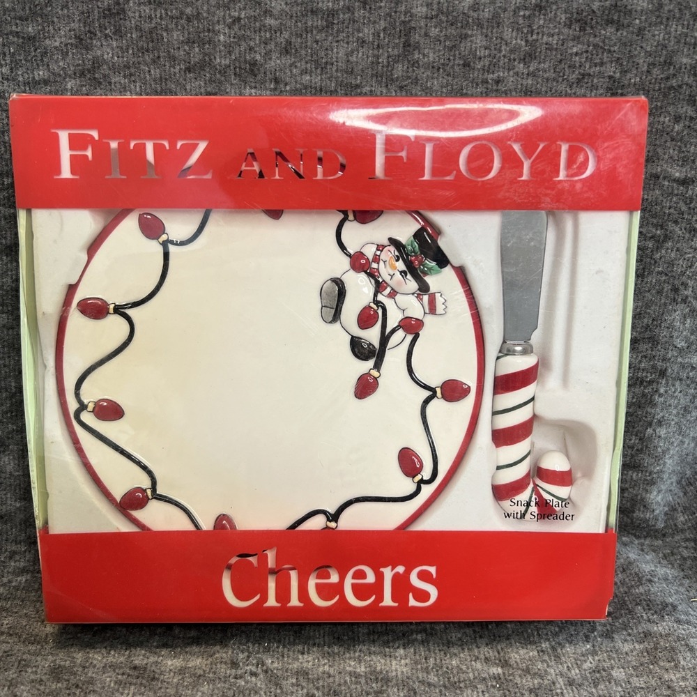 Snowman Snack Plate with Spreader, Cheers‎ by Fitz and Floyd 78/336